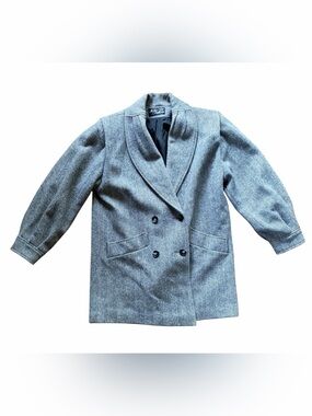 Noble Fashions 80’s Gray and Black Wool Blend Coat